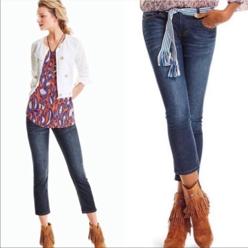 CAbi High Straight Dark Wash Blue Jean